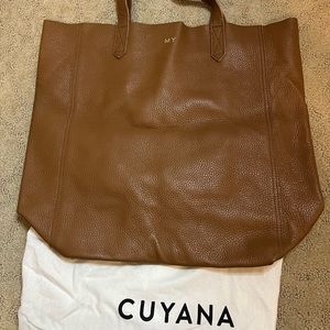 Cuyana tall pebbled leather tote